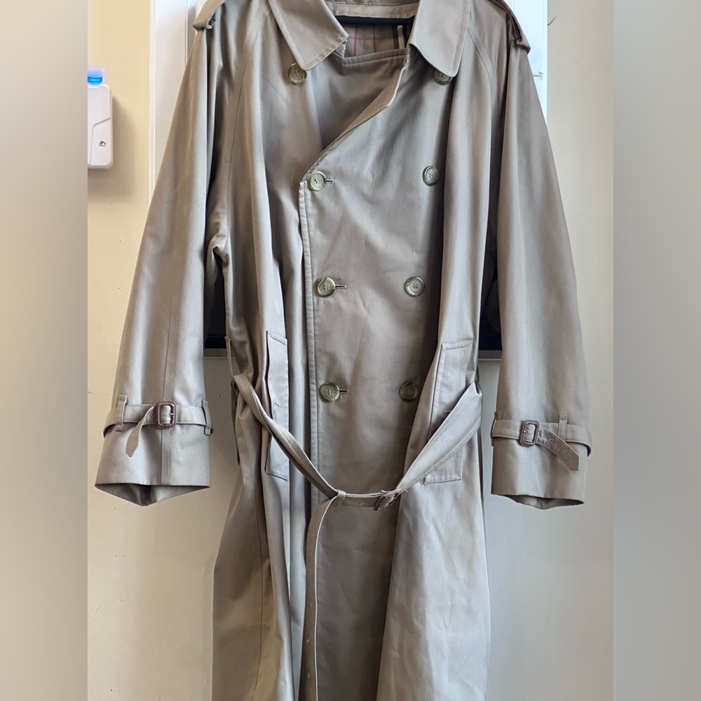 Burberry Trench Coat Beige Removable Wool Nova Check Liner Size 48R